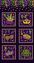 Load image into Gallery viewer, Mardi Gras by Henry Glass, 6 10" x 10" Block Panel 1086-95, Little Turtle Cottage
