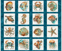 Load image into Gallery viewer, Atlantis by QT Fabrics, Sea Creature Picture Patches Panel, Little Turtle Cottage