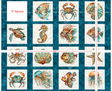 Load image into Gallery viewer, Atlantis by QT Fabrics, Sea Creature Picture Patches Panel, Little Turtle Cottage