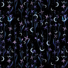 Load image into Gallery viewer, Jardin de Lune Glow from Blank Quilting, Crescent Moons w/Flowers 3830G-99, Little Turtle Cottage