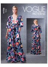 Load image into Gallery viewer, Vogue Pattern V1735 Misses Deep-V Kimono-Style Dresses, Little Turtle Cottage