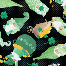 Load image into Gallery viewer, Lucky Gnomes by Kanvas Studio for Benartex Tossed Lucky Gnomes Black 12664-12 - Little Turtle Cottage