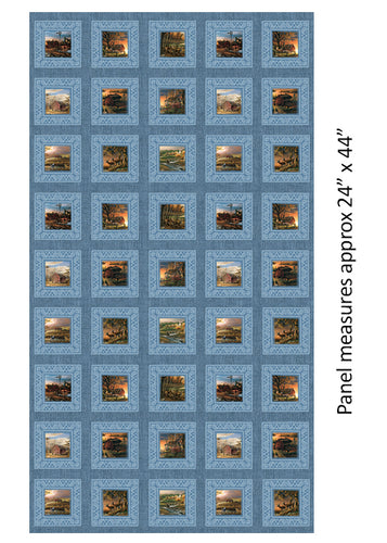 Benartex Homestead Retreat Patch Blue Panel 2109 55 - Little Turtle Cottage