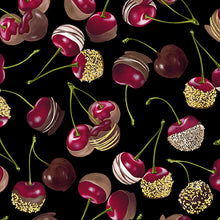 Load image into Gallery viewer, Chocolicious by Kanvas Studio for Benartex, Chocolate Cherries Black 9850-12 - Little Turtle Cottage