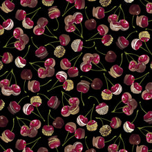 Load image into Gallery viewer, Chocolicious by Kanvas Studio for Benartex, Chocolate Cherries Black 9850-12, by the yard