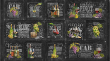 Load image into Gallery viewer, Life Happens Wine Helps by Northcott Wine Blocks Digital DP24558-99, by the yard