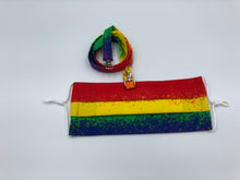 Load image into Gallery viewer, Face Mask 4 layer Pleated - adjustable, with Filter Pocket & Nose Wire, Lanyard, Rainbow - Little Turtle Cottage