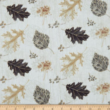 Load image into Gallery viewer, Fall Potpourri by Henry Glass Metallic Tossed Leaves Gray 230M-39, by the yard