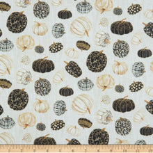Load image into Gallery viewer, Fall Potpourri by Henry Glass Metallic Tossed Pumpkins Gray 232M-39 - Little Turtle