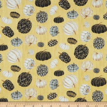 Load image into Gallery viewer, Fall Potpourri by Henry Glass Metallic Tossed Pumpkins Mustard 232M-49 - Little Turtle Cottage