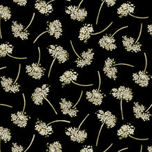 Load image into Gallery viewer, Fall Potpourri by Henry Glass Metallic Tossed Sprig Black 236M-93, by the yard