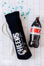 Load image into Gallery viewer, Kimberbell Fill In The Blank Velvet Wine Bags Set of 2 Navy “Cheers to the New Year!” Ltd Edition - Little Turtle Cottage
