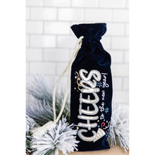 Load image into Gallery viewer, Little Turtle Cottage - Kimberbell Fill In The Blank Velvet Wine Bags Set of 2 Navy “Cheers to the New Year!” Ltd Edition