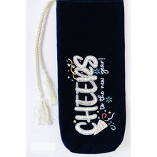 Load image into Gallery viewer, Little Turtle Cottage - Kimberbell Fill In The Blank Velvet Wine Bags Set of 2 Navy “Cheers to the New Year!” Ltd Edition
