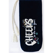 Load image into Gallery viewer, Little Turtle Cottage - Kimberbell Fill In The Blank Velvet Wine Bags Set of 2 Navy “Cheers to the New Year!” Ltd Edition