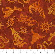Load image into Gallery viewer, Northcott Stonehenge Sun Valley 2 - Southwest Animal Toss Red - Little Turtle Cottage