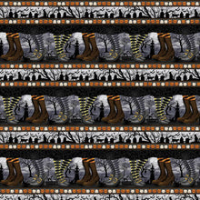 Load image into Gallery viewer, Midnight Magic by Studio E Witch Legs Border Stripe 6404-93, by the yard
