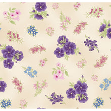 Load image into Gallery viewer, Under the Australian Sun Metallic Summer Collection, Cream/Purple Flowers Little Turtle Cottage