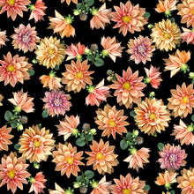 Load image into Gallery viewer, Tina's Garden Digital Tossed Dahlias Light Orange by Clothworks Y3679-35 - Little Turtle Cottage