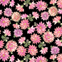 Load image into Gallery viewer, Tina's Garden Digital Tossed Dahlias Pink by Clothworks Y3679-42 - Little Turtle Cottage