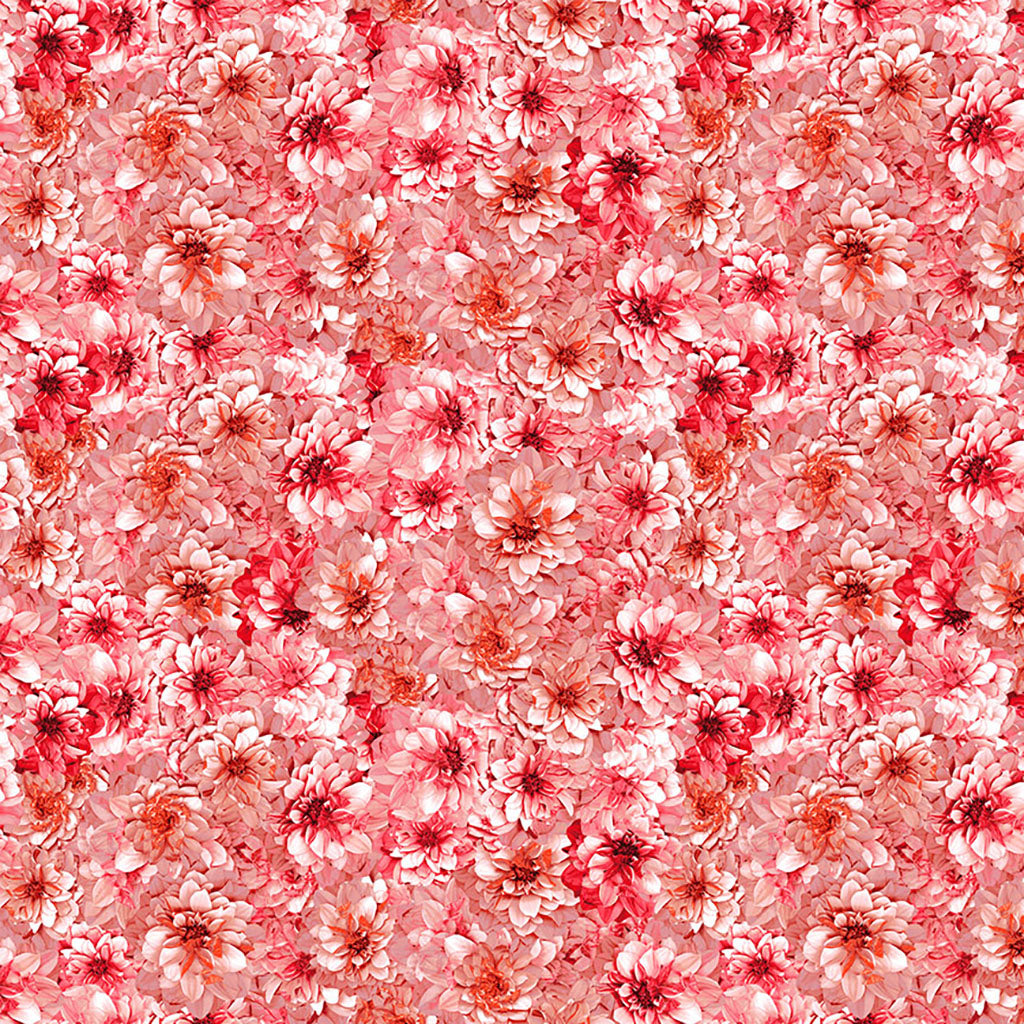 Tina's Garden Packed Tonal Dahlias Dark Coral by Clothworks Y3680-40 - Little Turtle Cottage