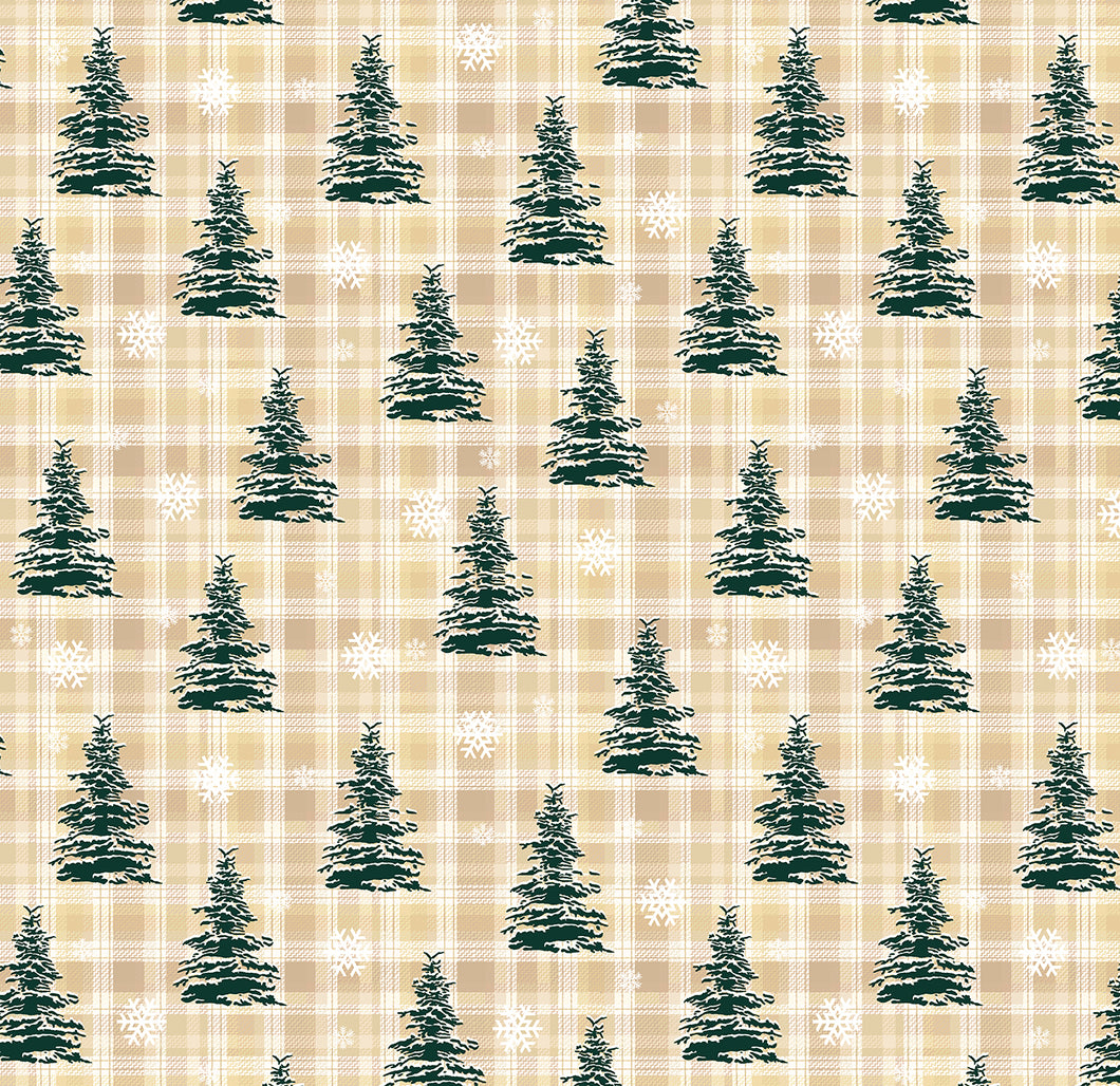 Benartex Holiday Farmhouse Plaid, Pine Tree Plaid Neutral 14392-72, by the yard