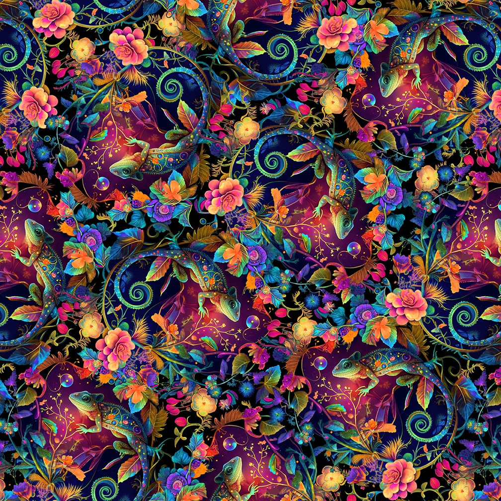 NIGHT GARDEN DIGITAL from Blank Quilting, Geckos 3554-75, Little Turtle Cottage