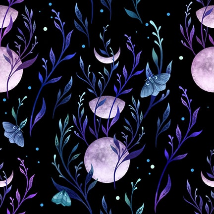 Jardin de Lune Glow from Blank Quilting, Butterflies with Thistle Flowers 3831G-99, Little Turtle Cottge