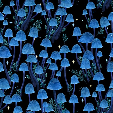 Jardin de Lune Glow from Blank Quilting, Mushrooms 3833G-99, Little Turtle Cottage