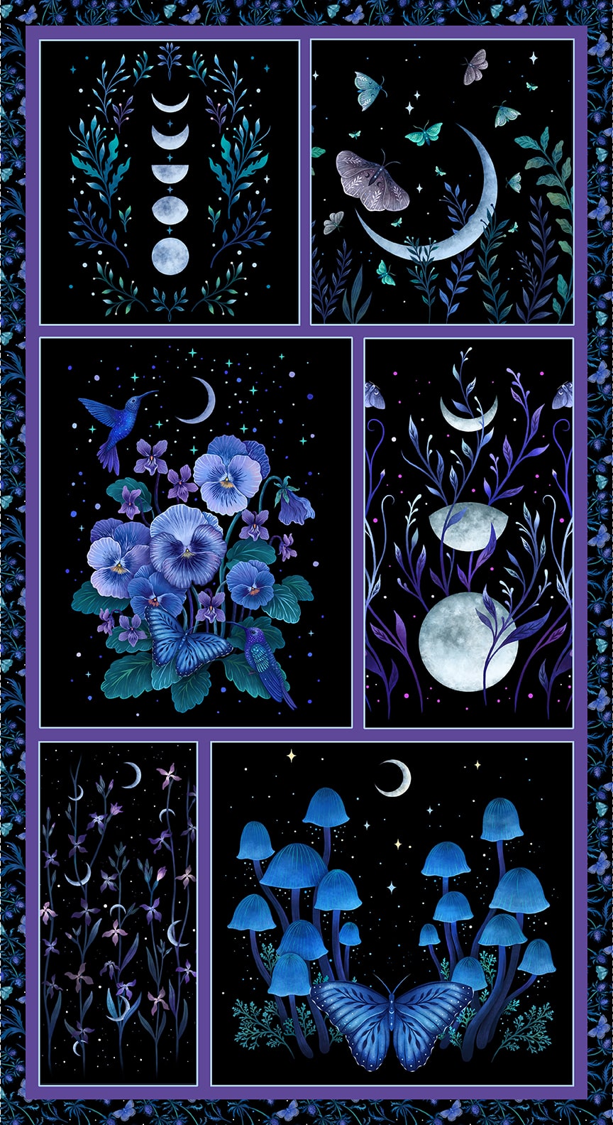 Jardin de Lune Glow from Blank Quilting, Panel 3834G-99, Little Turtle Cottage