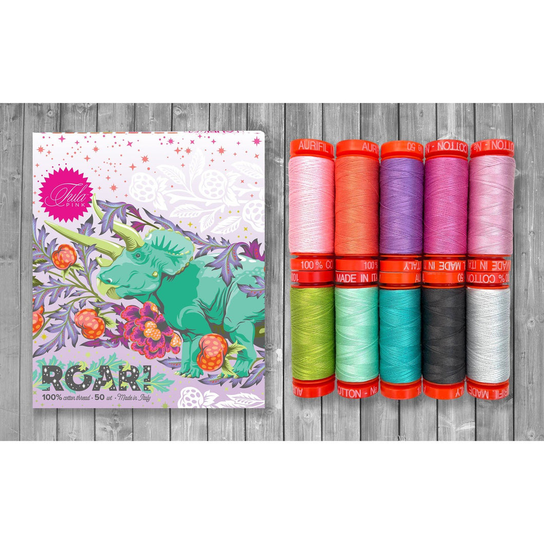 Aurifil Tula Pink ROAR! 10pc 50wt Sm Spools 100% Cotton TP50RC10