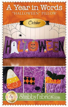 Load image into Gallery viewer, A Year in Words Pillows Halloween  October Pattern, Little Turtle Cottage
