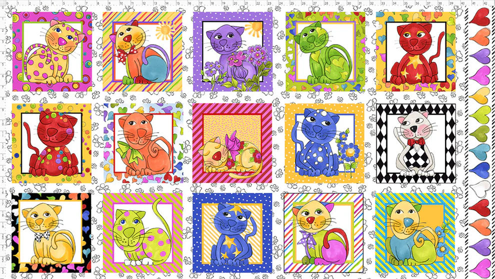 Cat Happy Blocks Panel by Loralie Designs® 692-425, by the Panel