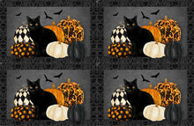 Load image into Gallery viewer, Northcott Hallow&#39;s Eve Black Cat/Pumpkins Placemats 27082-99, Little Turtle Cottage
