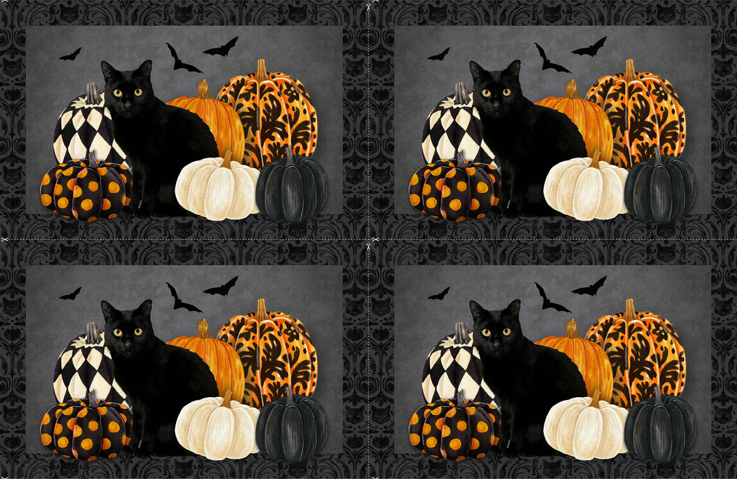 Northcott Hallow's Eve Black Cat/Pumpkins Placemats 27082-99, Little Turtle Cottage