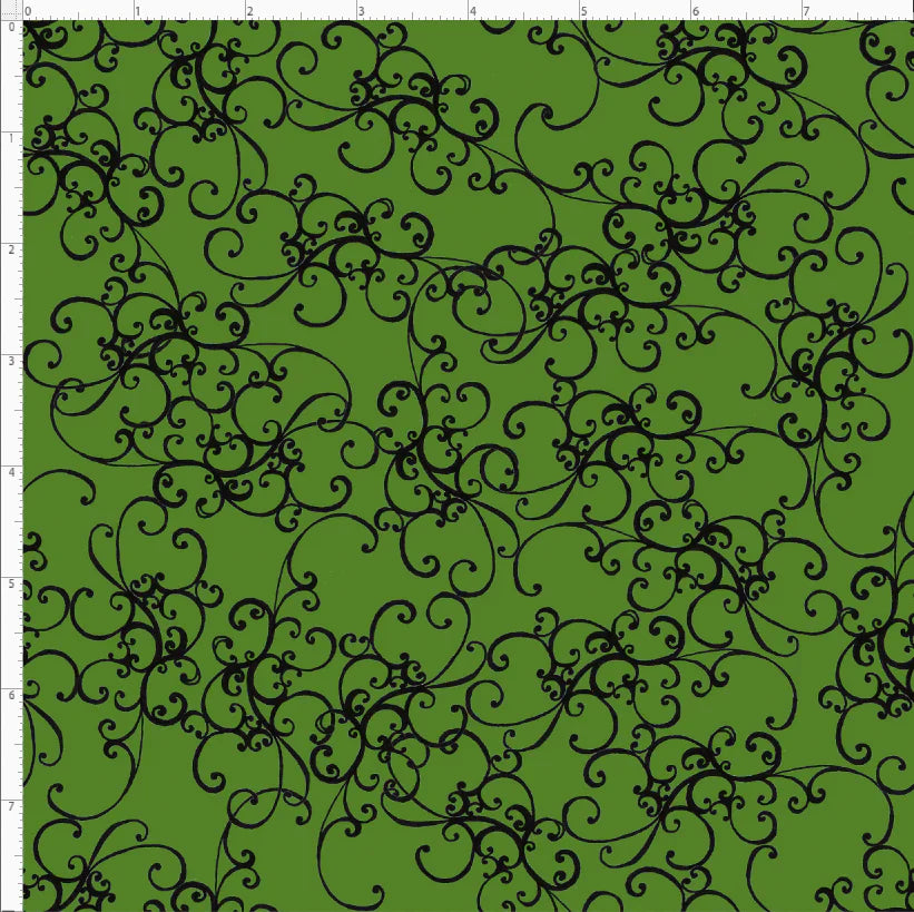 Elegant Scroll, Green/Black by Loralie Designs® 692-634, by the yard