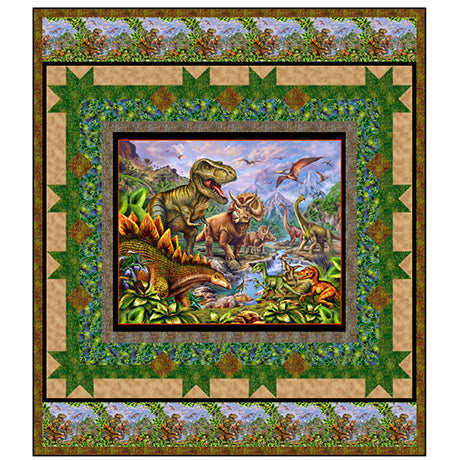 Jurassic Journey Quilt Kit from QT Fabrics KIT-4288A, Little Turtle Cottage