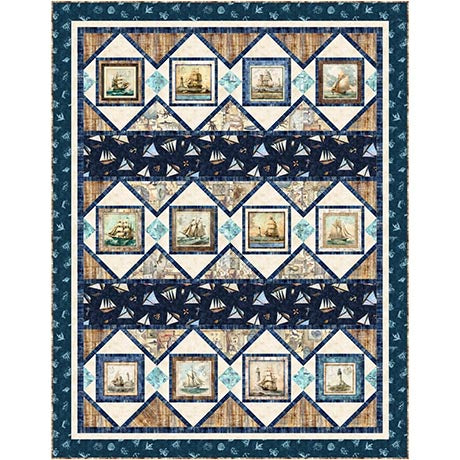 Siren's Call Sail Away Quilt Kit from QT Fabrics KIT 4340A, Little Turtle Cottage