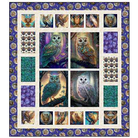 Mystic Owls, Bird's Eye View Quilt Kit from QT Fabrics KIT-4372A, Little Turtle Cottage