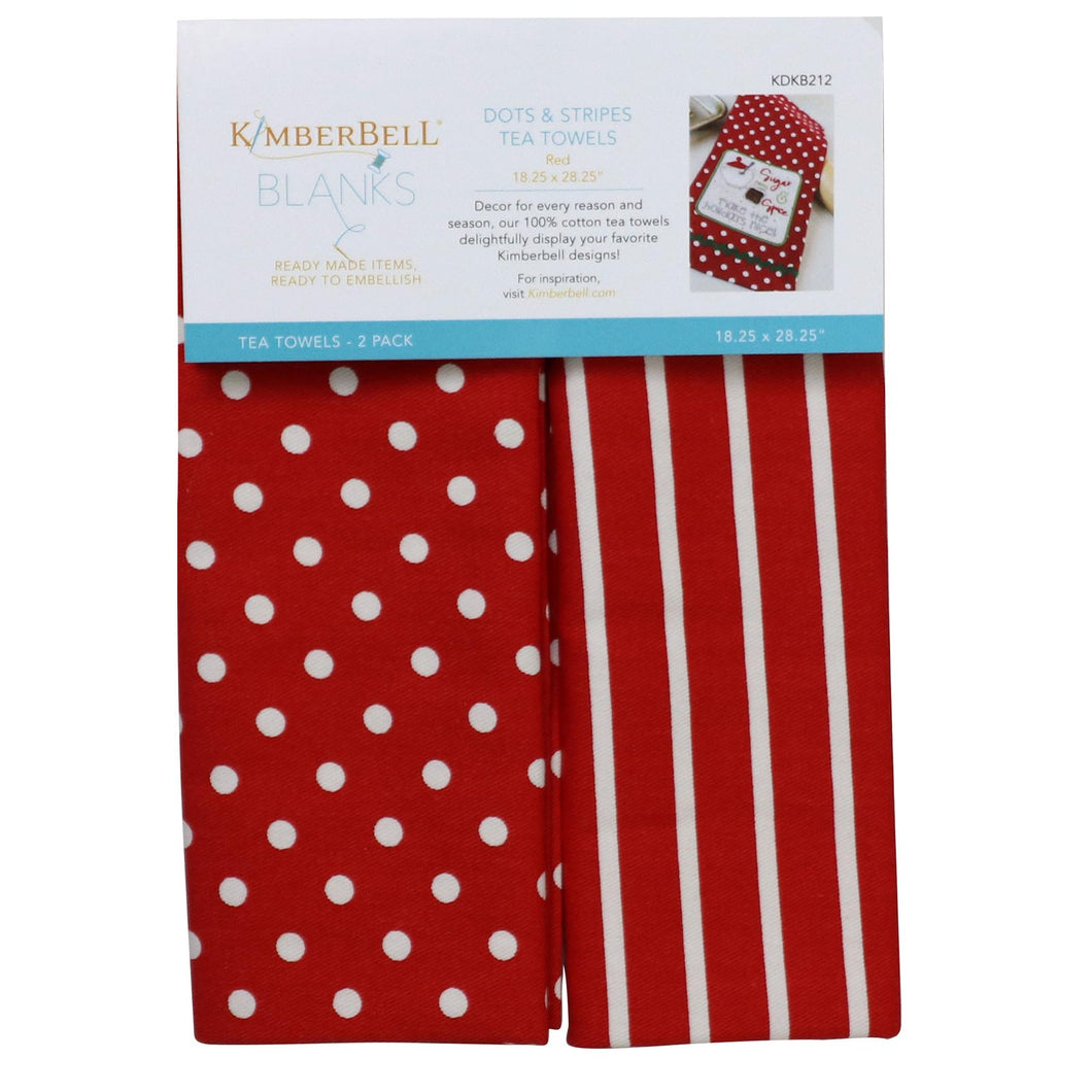 Kimberbell Dots & Stripes Tea Towels, Red 2pcs KDKB212