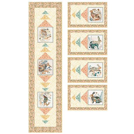 Bunny Hop Table Runner-Placemats Pattern, Little Turtle Cottage