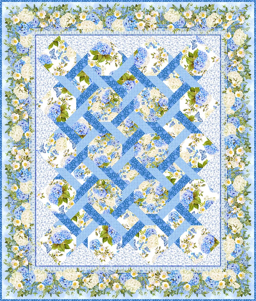 Periwinkle Spring Garden Twist Quilt Pattern, Little Turtle Cottage
