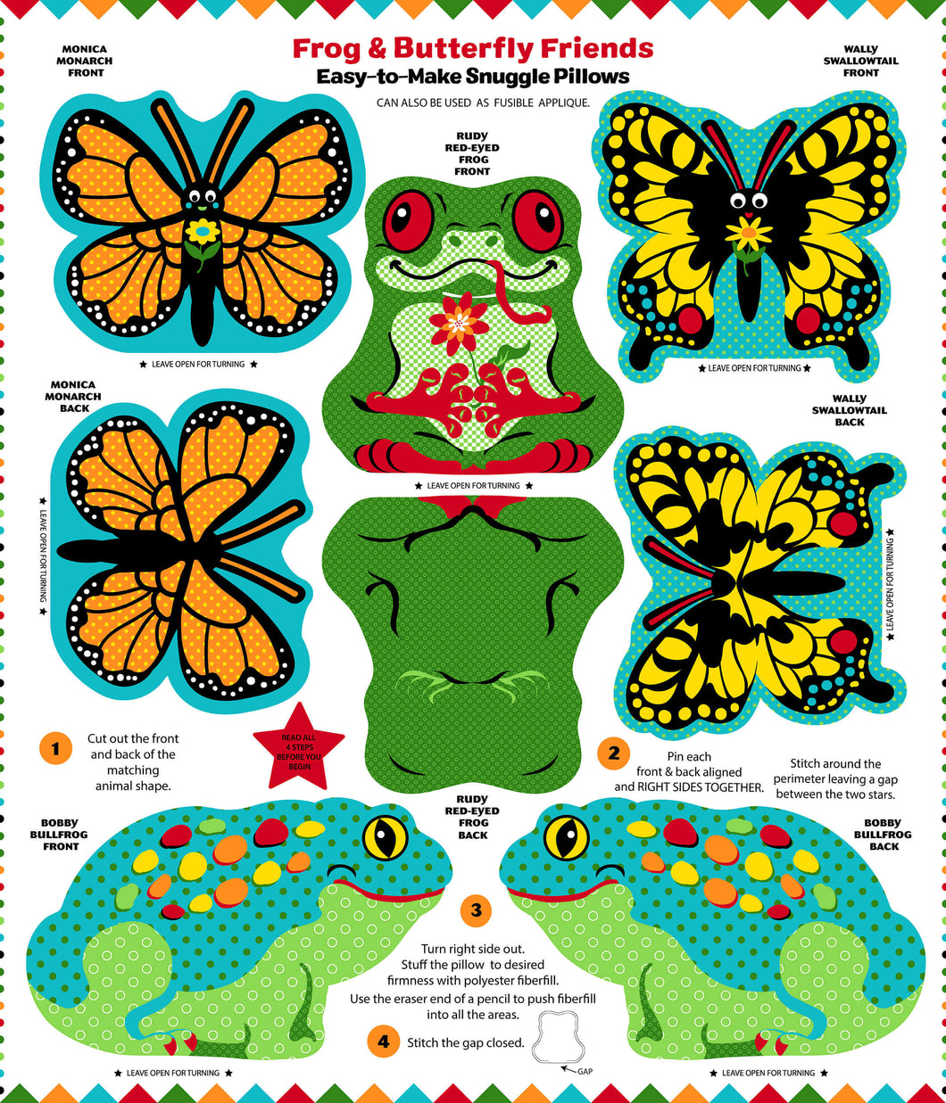 Snuggle Pillows III by Blank Quilting Frog and Butterfly Friends 36