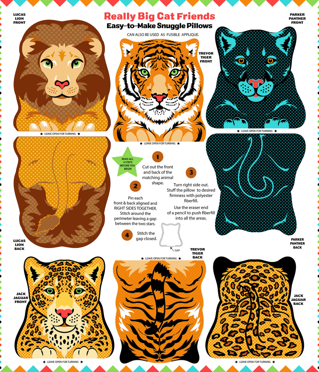 Snuggle Pillows III by Blank Quilting Really Big Cat Friends, 36
