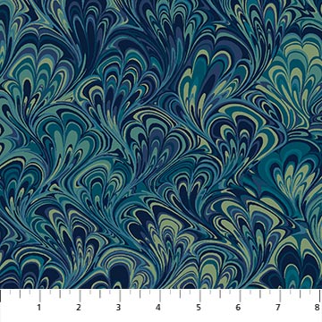 Northcott The Art of Marbling Marble 2 Blue Lagoon 23401-68, by the yard