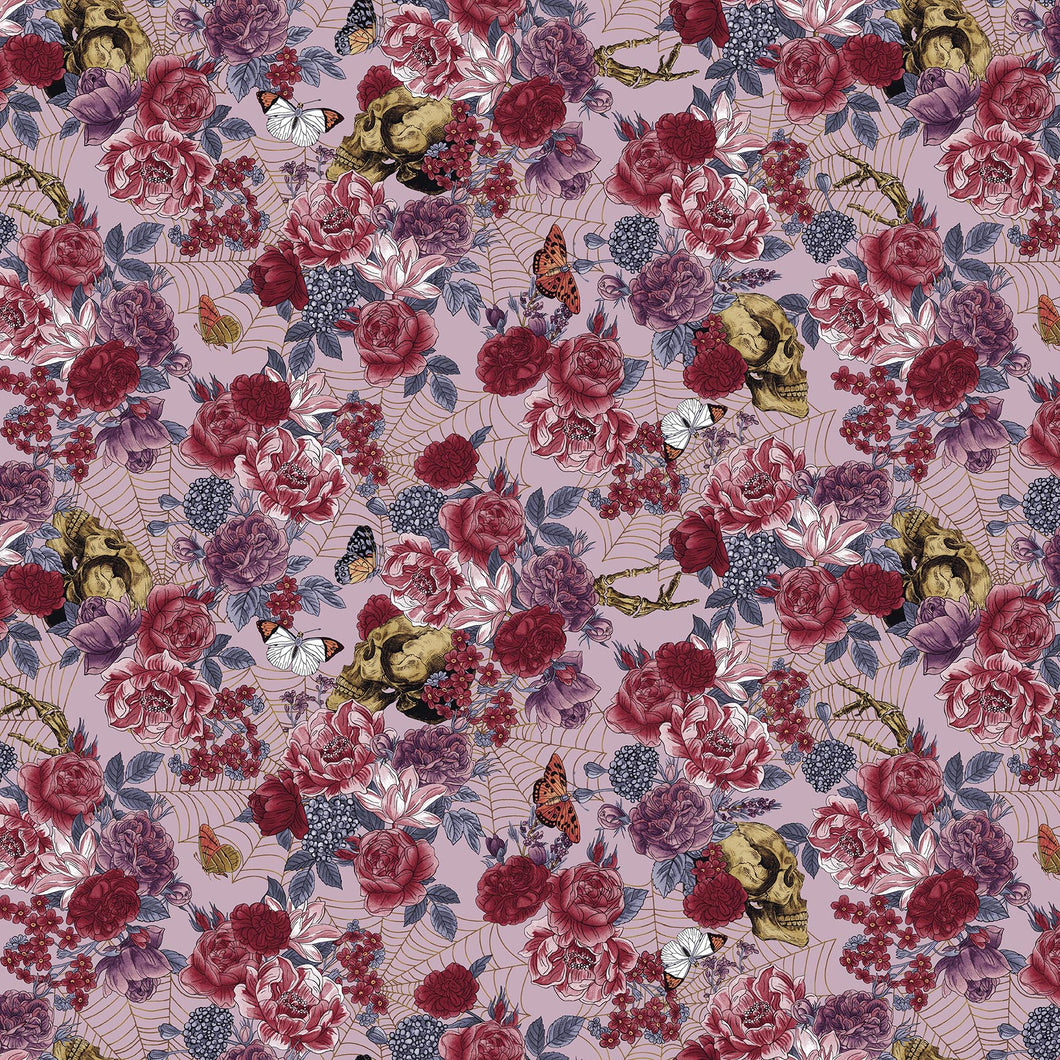 Bones Collection by Studio E Large Floral & Bones Dusty Rose 7113-21, by the yard