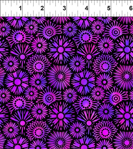 Unusual Garden II Blooms Purple/Black by Jason Yenter 8UGB-3 - Little Turtle Cottage