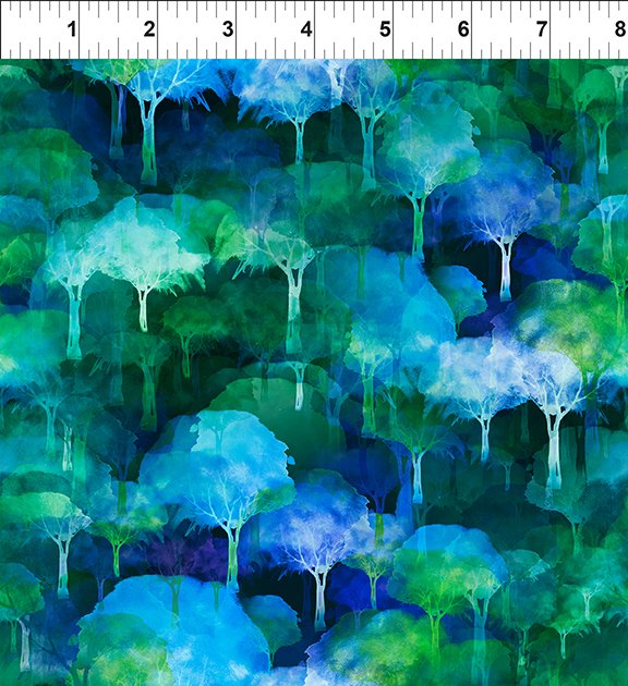 Urban Jungle Trees Blue by Jason Yenter 8UJ-1 - Little Turtle Cottage