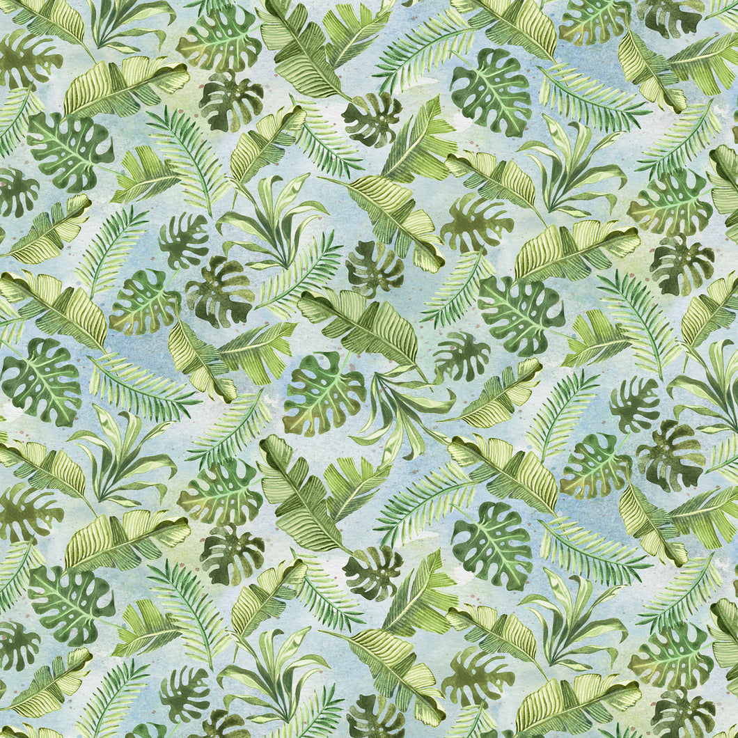 Baby Safari Animals by P&B Tropical leaves Green BSAN-4843-G - Little Turtle Cottage