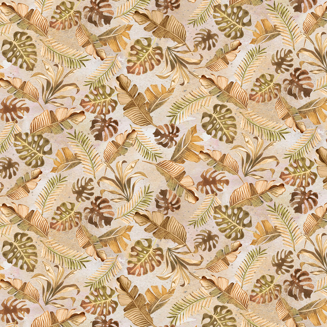 Baby Safari Animals by P&B Tropical leaves Brown BSAN-4843-ZZ, by the Yard